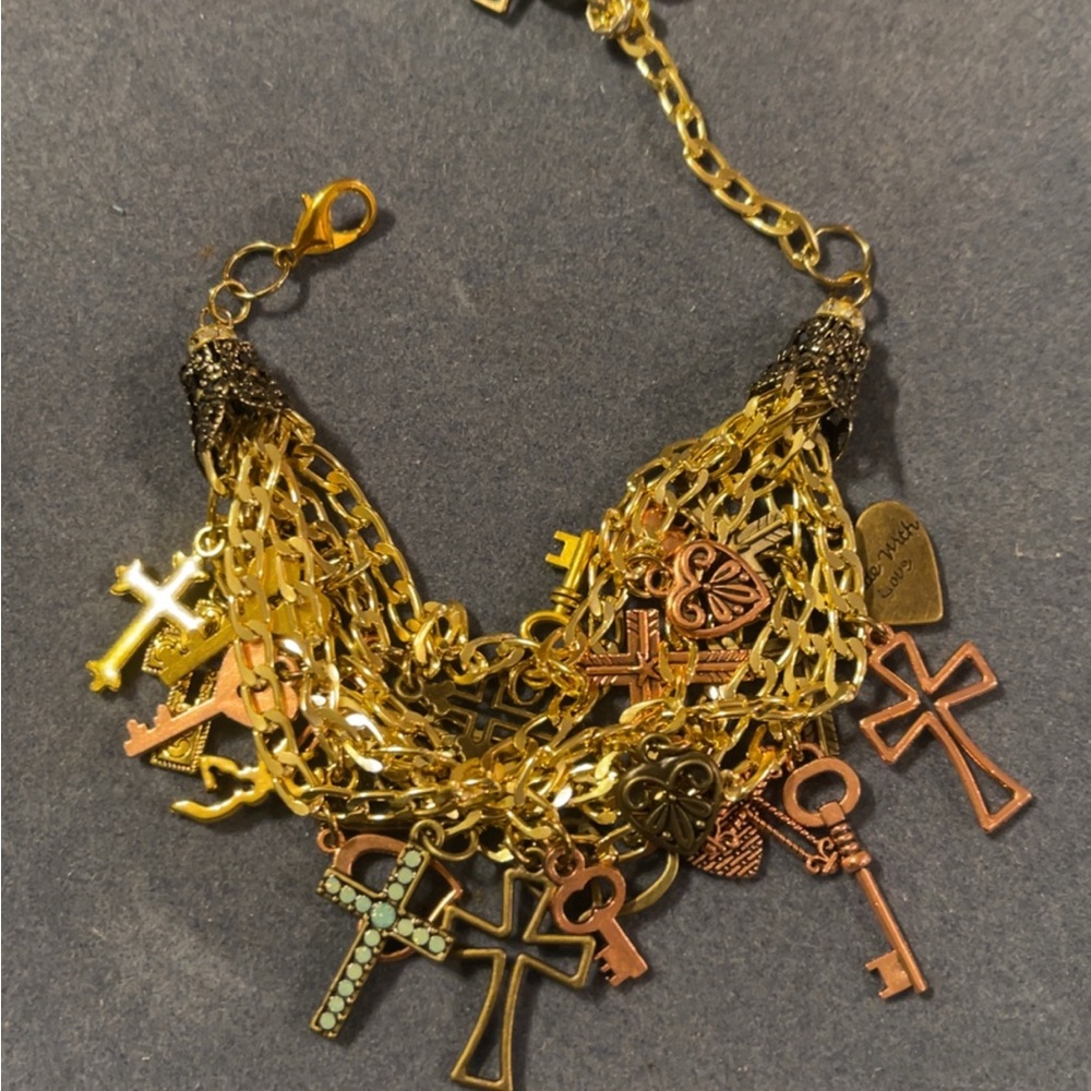 Gold and Bronze Charm Bracelet